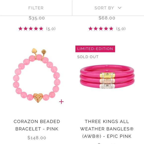 Sold✅ BUDHAGIRL Epic Pink Three Kings Bangle SOLD OUT Set - Picture 6 of 6
